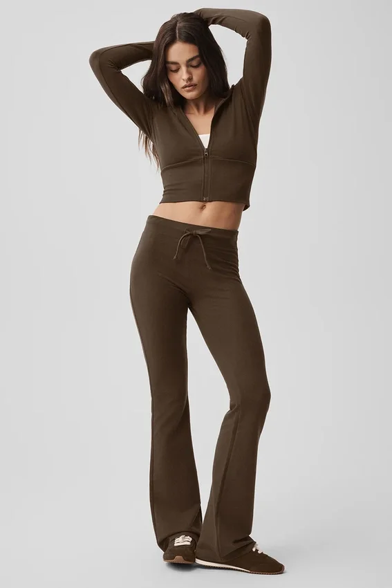 Sway joggebukser med bootcut – Espresso