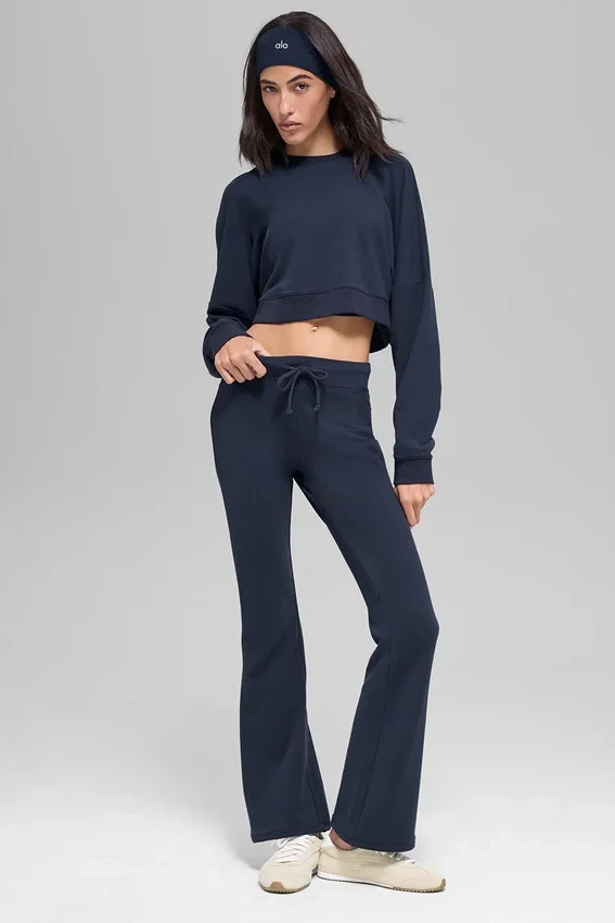 Sway joggebukser med bootcut – marineblå