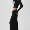 Sweater Knit Mid-Rise Unwind Wide Leg Bukser – Black