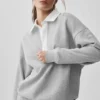 Take It Easy langermet Henley-genser – Athletic Heather Grey/White