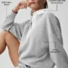 Take It Easy langermet Henley-genser – Athletic Heather Grey/White