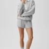 Take It Easy langermet Henley-genser – Athletic Heather Grey/White