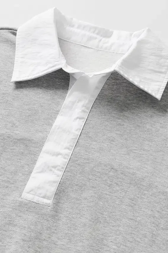 Take It Easy langermet Henley-genser – Athletic Heather Grey/White