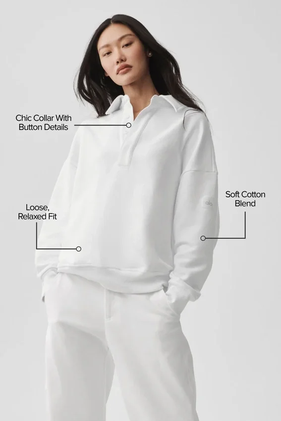 Take It Easy langermet Henley-genser – hvit