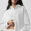 Take It Easy langermet Henley-genser – hvit