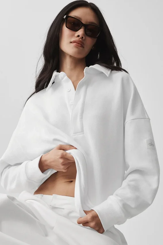 Take It Easy langermet Henley-genser – hvit