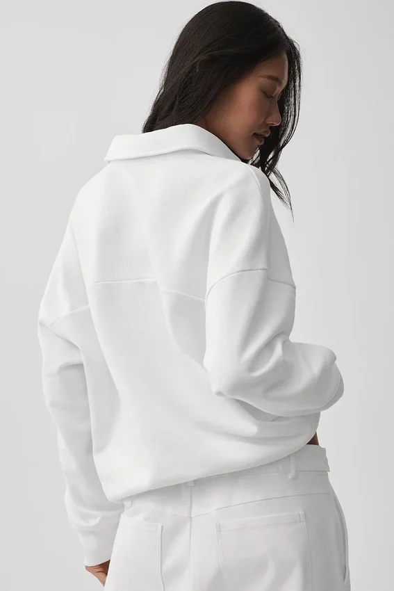 Take It Easy langermet Henley-genser – hvit