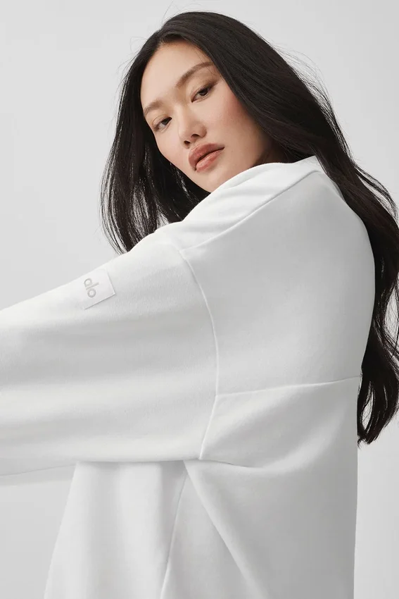 Take It Easy langermet Henley-genser – hvit