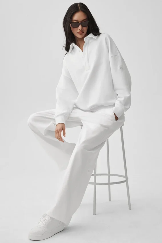 Take It Easy langermet Henley-genser – hvit