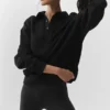 Take It Easy langermet Henley-genser – svart