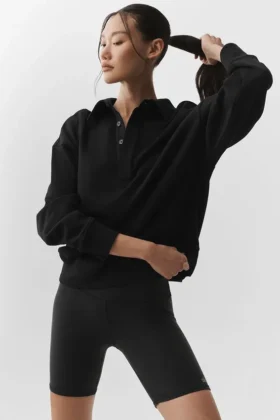 Take It Easy langermet Henley-genser – svart