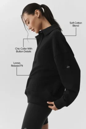 Take It Easy langermet Henley-genser – svart
