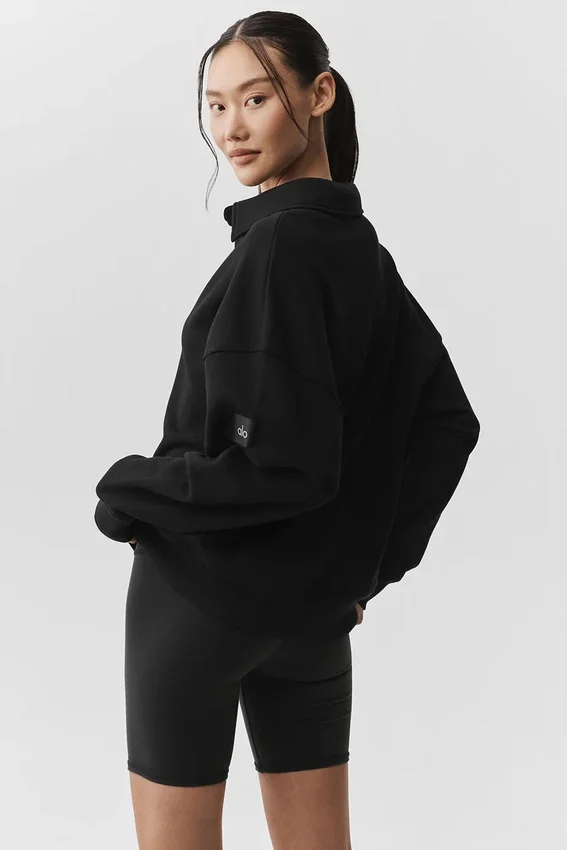 Take It Easy langermet Henley-genser – svart