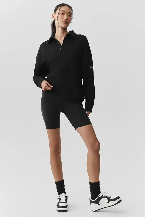 Take It Easy langermet Henley-genser – svart