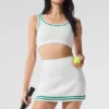 Tennis Club-BH i strikkegenser-stil – hvit/grangrønn