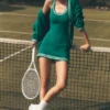 Tennis Club-strikkegenser – Emerald Isle/Ivory