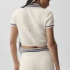 Tennis Club Strikkegenser Knit Cropped Polo – Elfenben/Marineblå
