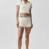 Tennis Club Strikkegenser Knit Cropped Polo – Elfenben/Marineblå
