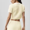 Tennis Club Strikkegenser Knit Cropped Polo – Oatmeal/White