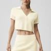 Tennis Club Strikkegenser Knit Cropped Polo – Oatmeal/White