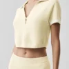 Tennis Club Strikkegenser Knit Cropped Polo – Oatmeal/White