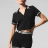 Tennis Club Strikkegenser Knit Cropped Polo – svart/elfenben