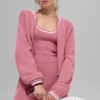 Tennis Club Strikkegenser Knit Full Zip Jakke – Pink Wild Rose/White