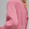 Tennis Club Strikkegenser Knit Full Zip Jakke – Pink Wild Rose/White
