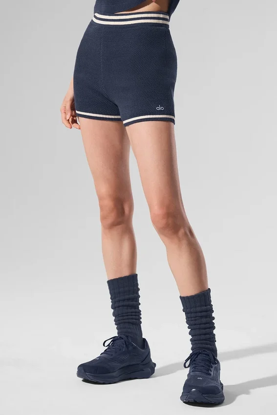 Tennis Club Strikkegenser Knit Hot Short – Navy/Ivory