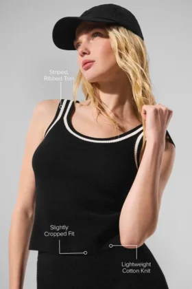 Tennis Club Strikkegenser Knit Tank – svart/elfenben
