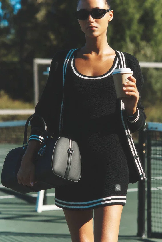 Tennis Club-strikkegenser – svart/elfenben