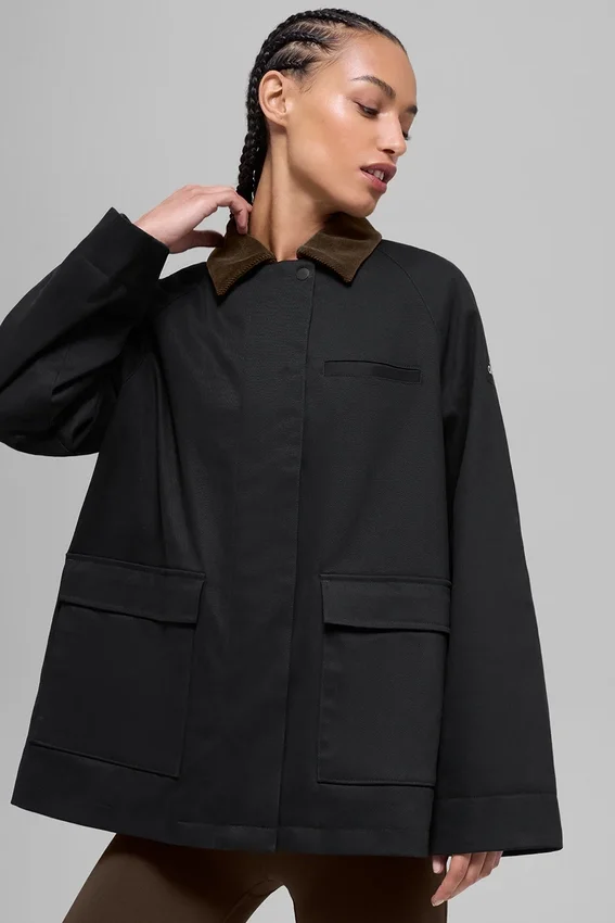 Twill Barn-jakke – svart/espresso