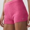 Ull- og kashmirbukse med ribbestrikk – «Noble Shorts» – paradisrosa