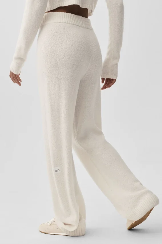 Ull- og kashmirbukser med High-Waist og vide ben fra New Class – Ivory