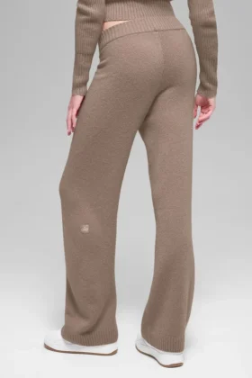 Ull- og kashmirbukser med High-Waist og vide ben – New Class – Chai Latte