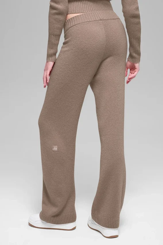 Ull- og kashmirbukser med High-Waist og vide ben – New Class – Chai Latte