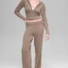 Ull- og kashmirbukser med High-Waist og vide ben – New Class – Chai Latte