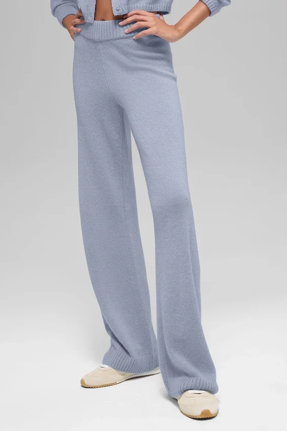 Ull- og kashmirbukser med High-Waist og vide ben – New Class – Winter Frost
