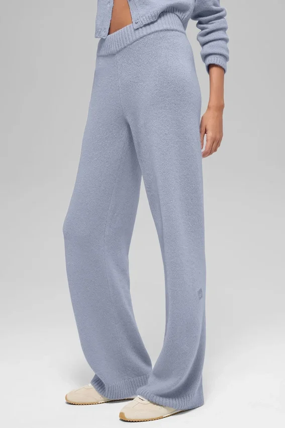 Ull- og kashmirbukser med High-Waist og vide ben – New Class – Winter Frost