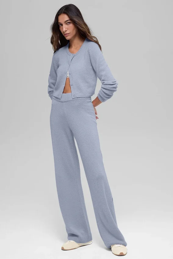 Ull- og kashmirbukser med High-Waist og vide ben – New Class – Winter Frost