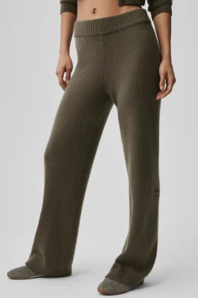 Ull- og kashmirbukser med High-Waist og vide ben – Olive Tree