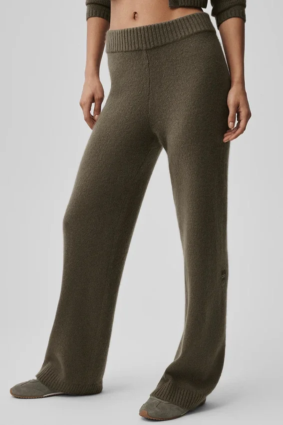 Ull- og kashmirbukser med High-Waist og vide ben – Olive Tree