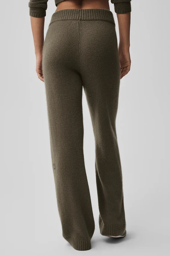 Ull- og kashmirbukser med High-Waist og vide ben – Olive Tree