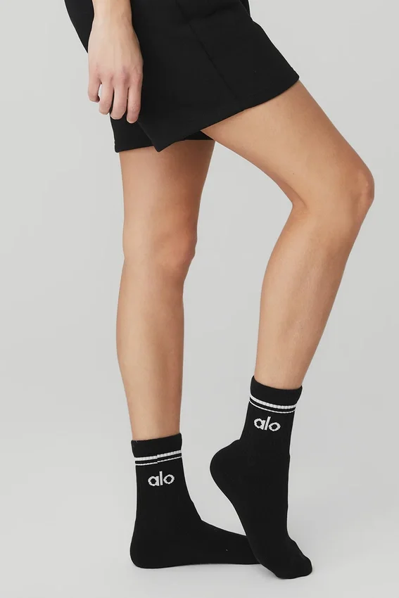 Unisex Half-Crew Throwback-sokker – svart/hvit