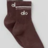 Unisex halvhøye retro-sokker – Brownstone/hvit