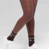 Unisex halvhøye retro-sokker – Brownstone/hvit