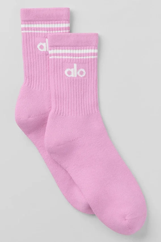 Unisex halvhøye retro-sokker – Candy Heart-rosa/hvit