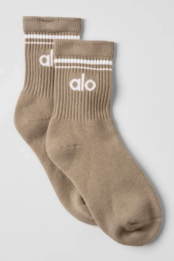 Unisex halvhøye retro-sokker – Gravel/hvit