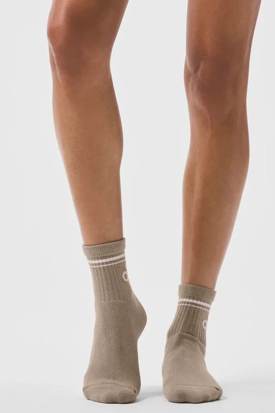 Unisex halvhøye retro-sokker – Gravel/hvit