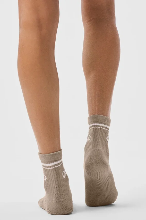 Unisex halvhøye retro-sokker – Gravel/hvit